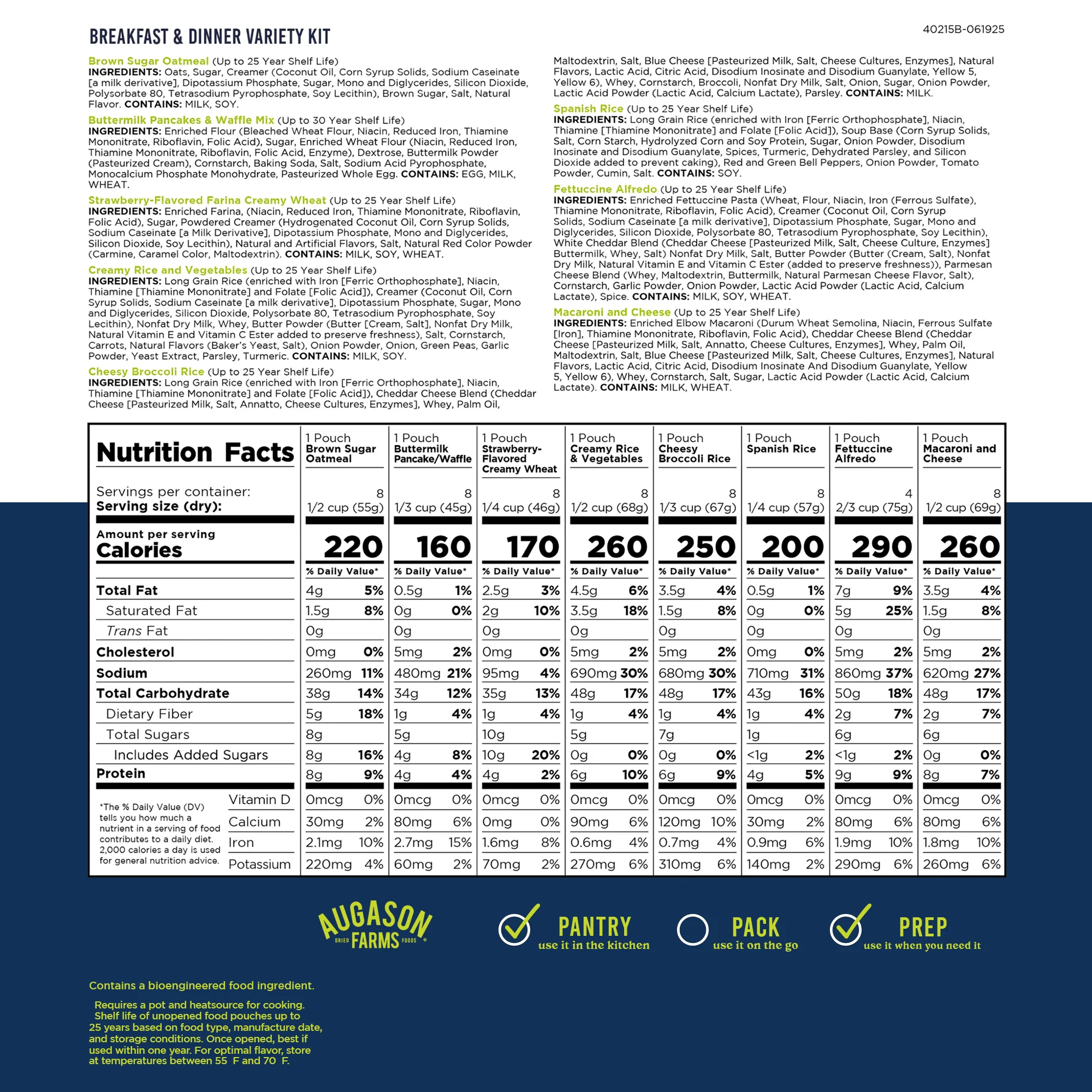 Breakfast and Dinner Variety Kit, 119 Servings - Image 3