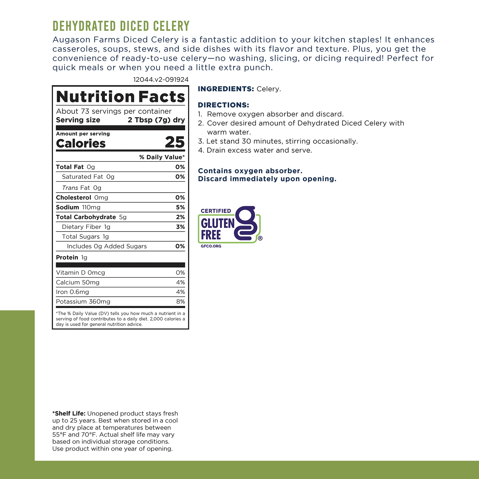 Dehydrated Cross Cut Celery Can, 73 Servings - Image 3